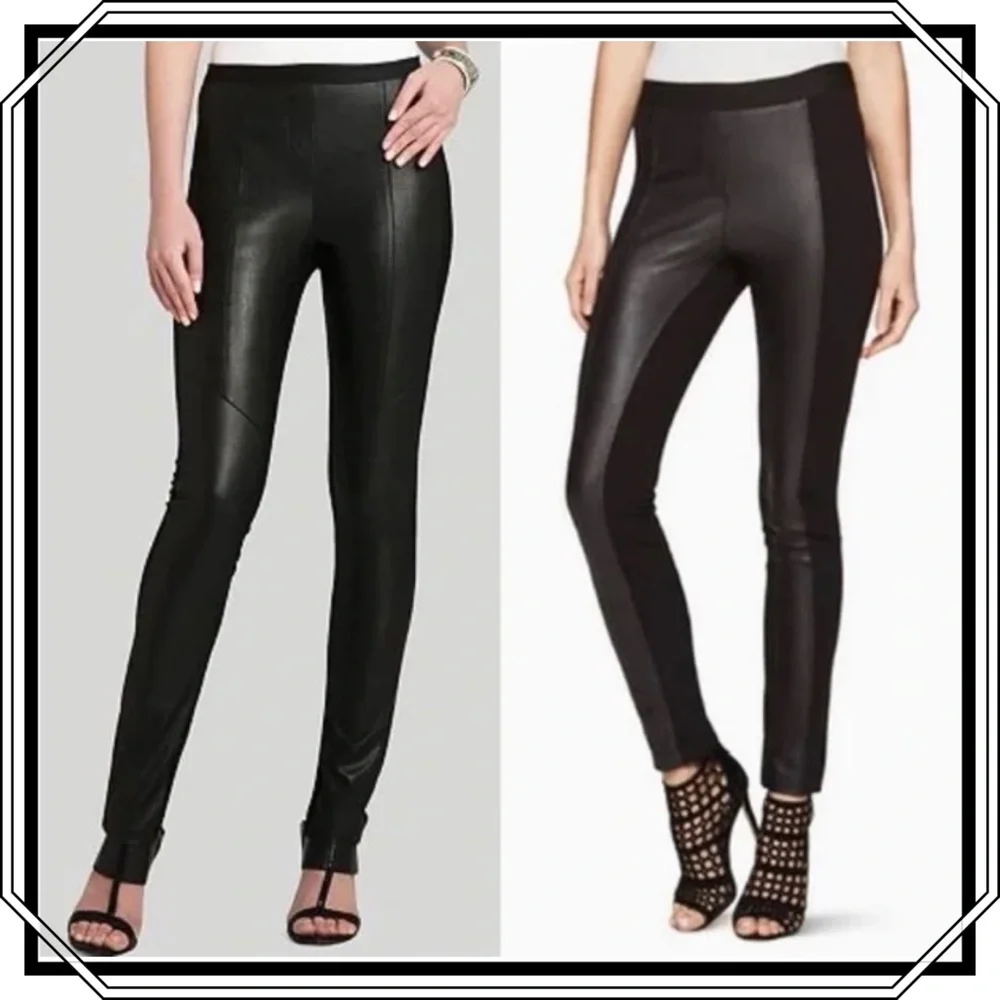BCBG MaxAzria “Maddex” Leather Front Leggings (NWT) - Picture 1 of 10